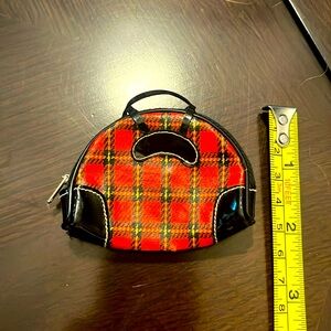 Vintage 1960s Red Plaid Zippered Tote Bag From Barbie's #975 Winter Holiday